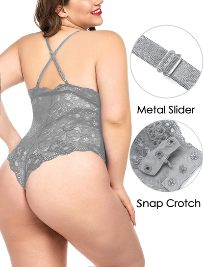 ELOVER Lingerie for Women Plus Size Lace Teddy Lingerie Bodysuit One Piece Babydoll Apparel & Accessories > Clothing > Underwear & Socks > Lingerie ELOVER   