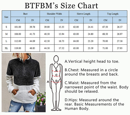BTFBM Women Sherpa Pullover Quarter Zip Long Sleeve Fluffy Soft Fleece Jackets Sweaters Sweatshirts Hoodies Outwear Coat Apparel & Accessories > Clothing > Activewear Kylie Max   