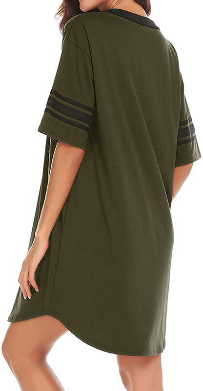 Ekouaer Women'S Nightgown, Cotton Novelty Sleepshirts V Neck Short Sleeve Sleep Shirt Loose Comfy Pajama Sleepwear S-XXL Apparel & Accessories > Clothing > Sleepwear & Loungewear > Nightgowns Kylie Max   