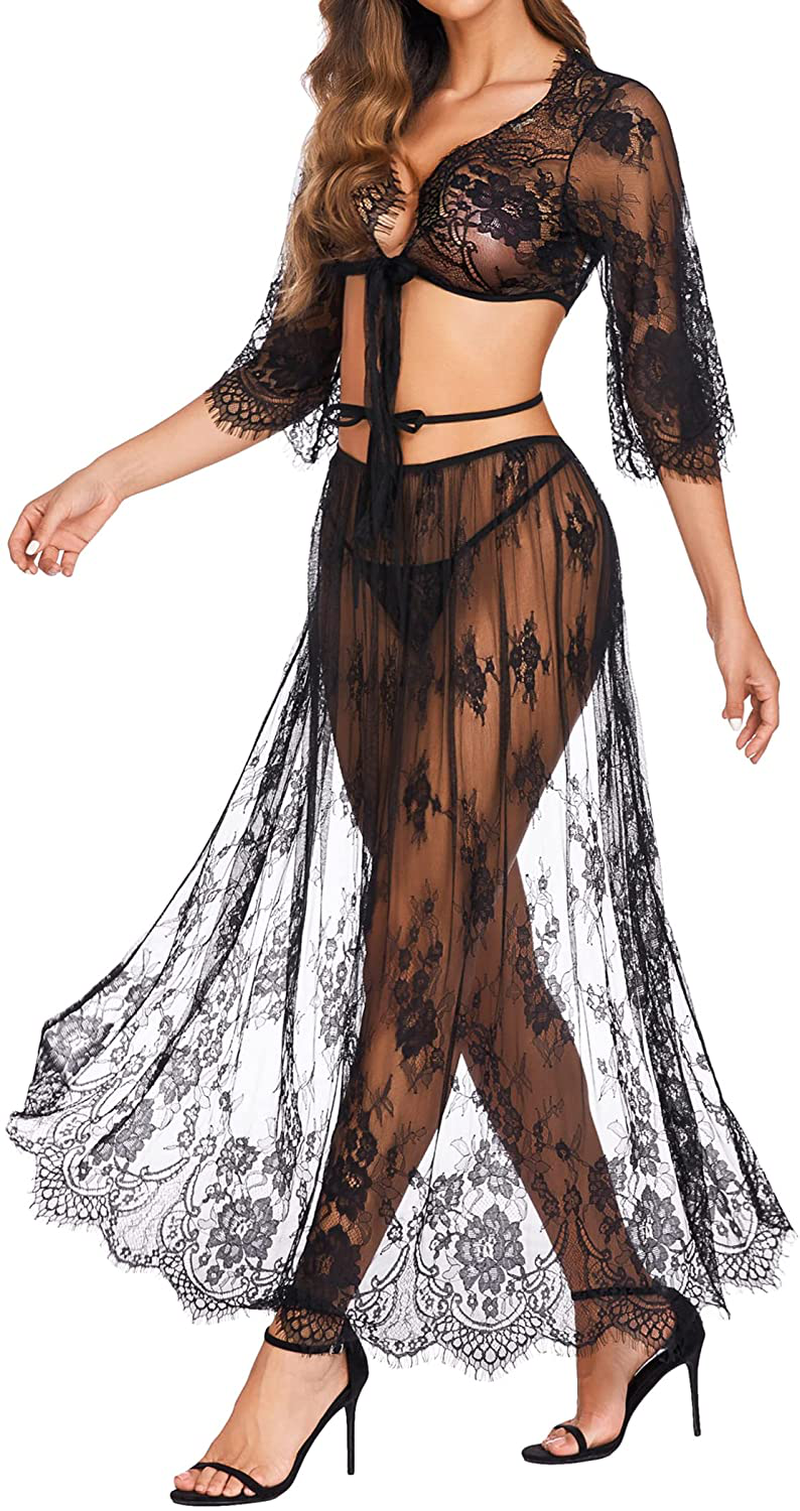 Avidlove Lingerie Set for Women Lace Babydoll Sexy Chemise See through Lingerie with Long Skirt Apparel & Accessories > Clothing > Underwear & Socks > Lingerie Kylie Max   