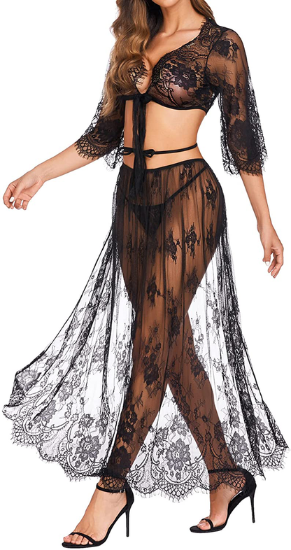 Avidlove Lingerie Set for Women Lace Babydoll Sexy Chemise See through Lingerie with Long Skirt Apparel & Accessories > Clothing > Underwear & Socks > Lingerie Kylie Max   