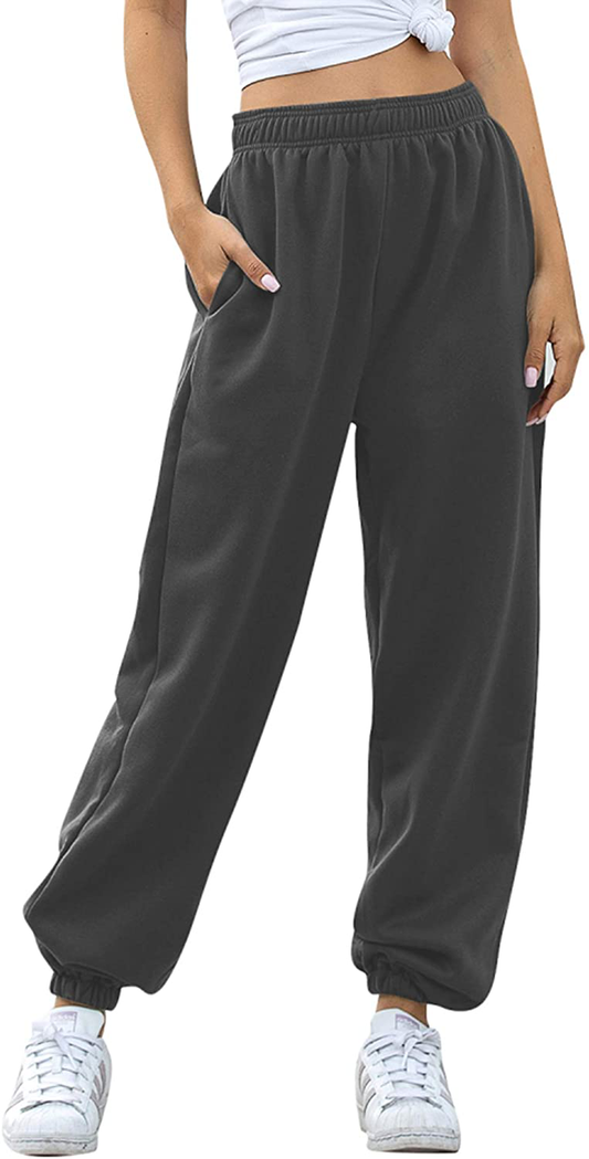 Women'S Cinch Bottom Sweatpants Pockets High Waist Sporty Gym Athletic Fit Jogger Pants Lounge Trousers Apparel & Accessories > Clothing > Activewear Kylie Max   