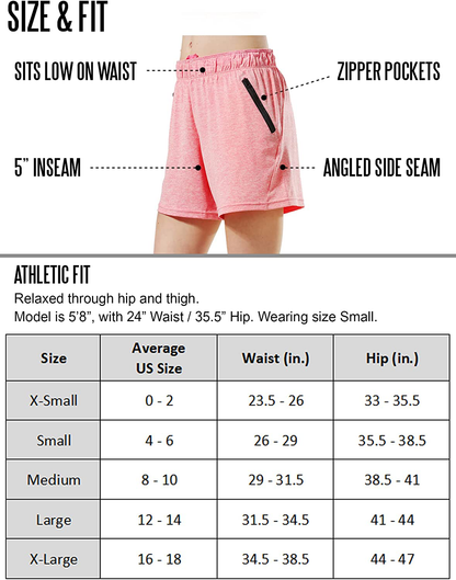 Liberty Imports 5 Pack Women'S 5" Quick Dry Yoga Training Shorts with Zipper Pockets Apparel & Accessories > Clothing > Shorts Kylie Max   