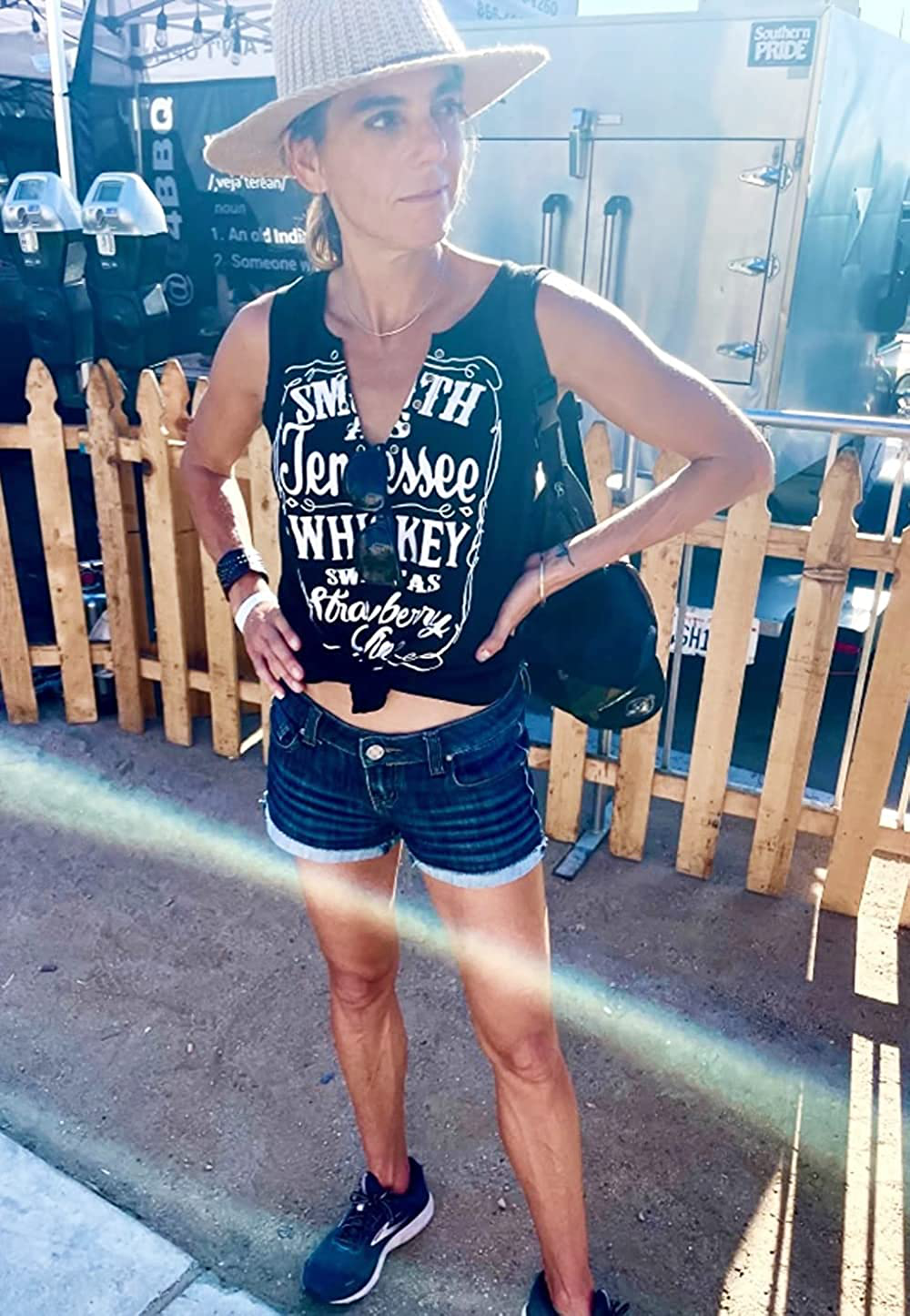 Smooth as Tennessee Whiskey Sweet as Strawberry Wine Shirt Ring Hole Sleeveless V-Neck Tank Top Womens Country Music Tee Apparel & Accessories > Clothing > Activewear Kylie Max   
