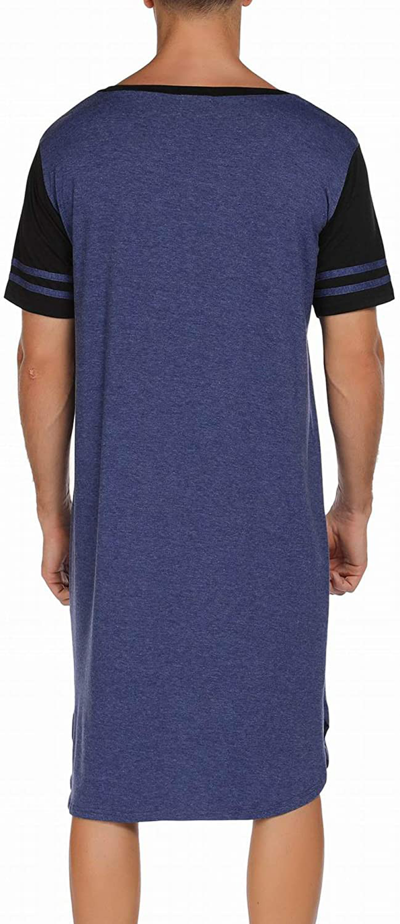Ekouaer Nightgowns Mens V Neck Long Sleeve Sleepwear Big&Tall Pajama Sleeping Wear Loungewear Nightshirts M-XXXL Apparel & Accessories > Clothing > Sleepwear & Loungewear > Nightgowns Kylie Max   