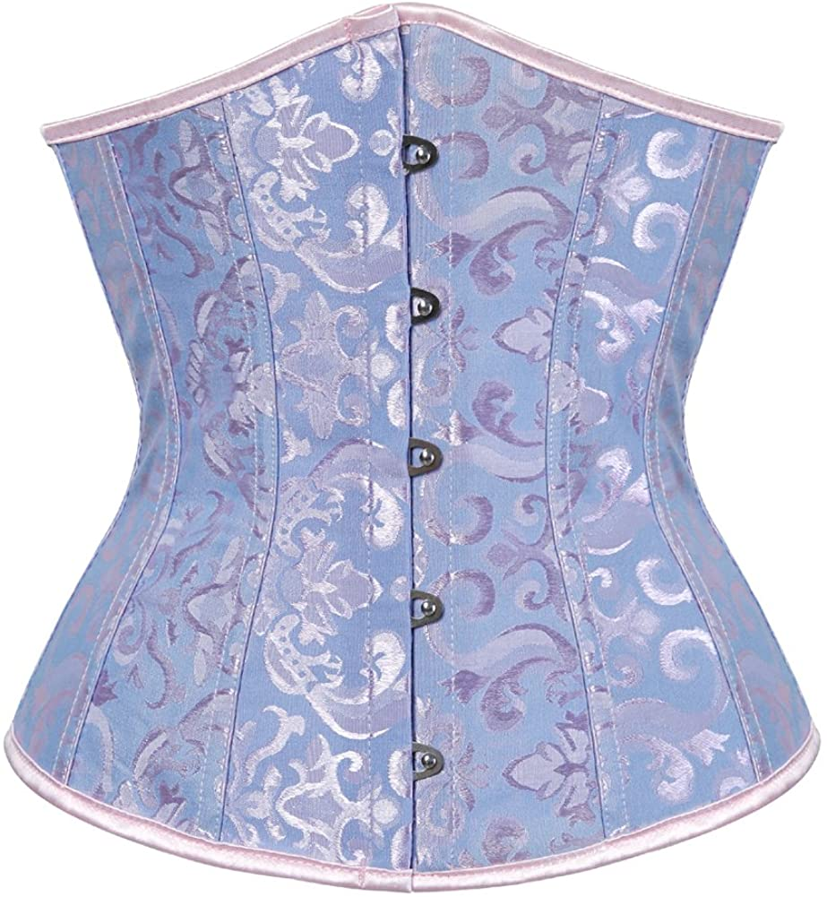Frawirshau Women'S 9427 Lace up Boned Underbust Waist Trainer Corset Apparel & Accessories > Clothing > Underwear & Socks > Lingerie frawirshau Blue-9427 Waist:36"-37"/4XL 