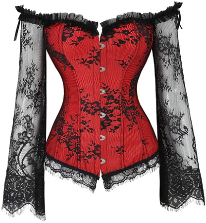 Corsets for Women Overbust Bustier Top Gothic Punk Sexy Shoulder Straps plus Size Apparel & Accessories > Clothing > Underwear & Socks > Lingerie SHYMMUO Wine XX-Large 