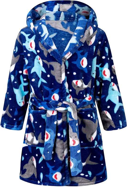 Kids Little Boys Girls Cartoon Hooded Bathrobe Toddler Robe Pajamas Sleepwear Apparel & Accessories > Clothing > Sleepwear & Loungewear > Robes Kylie Max   