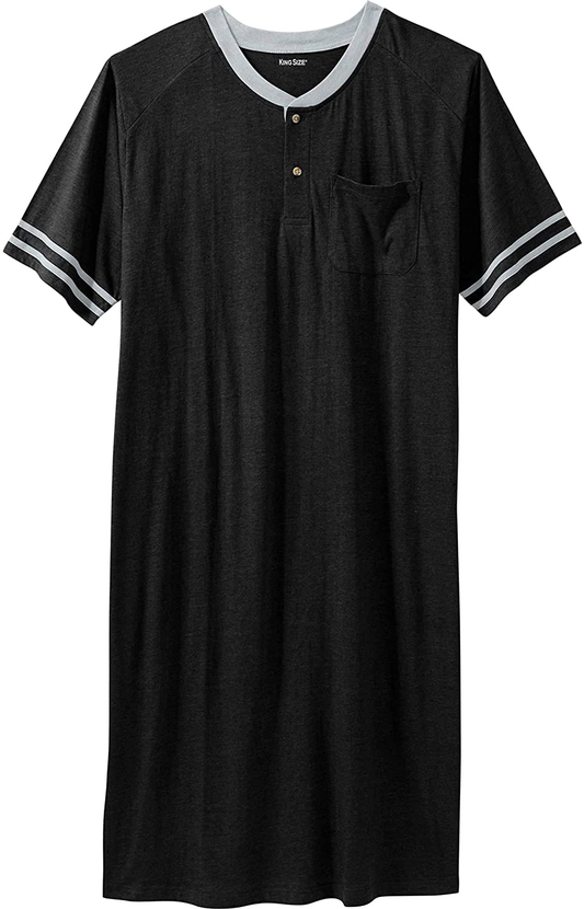 Kingsize Men'S Big & Tall Short-Sleeve Henley Nightshirt Pajamas Apparel & Accessories > Clothing > Sleepwear & Loungewear > Nightgowns Kylie Max   
