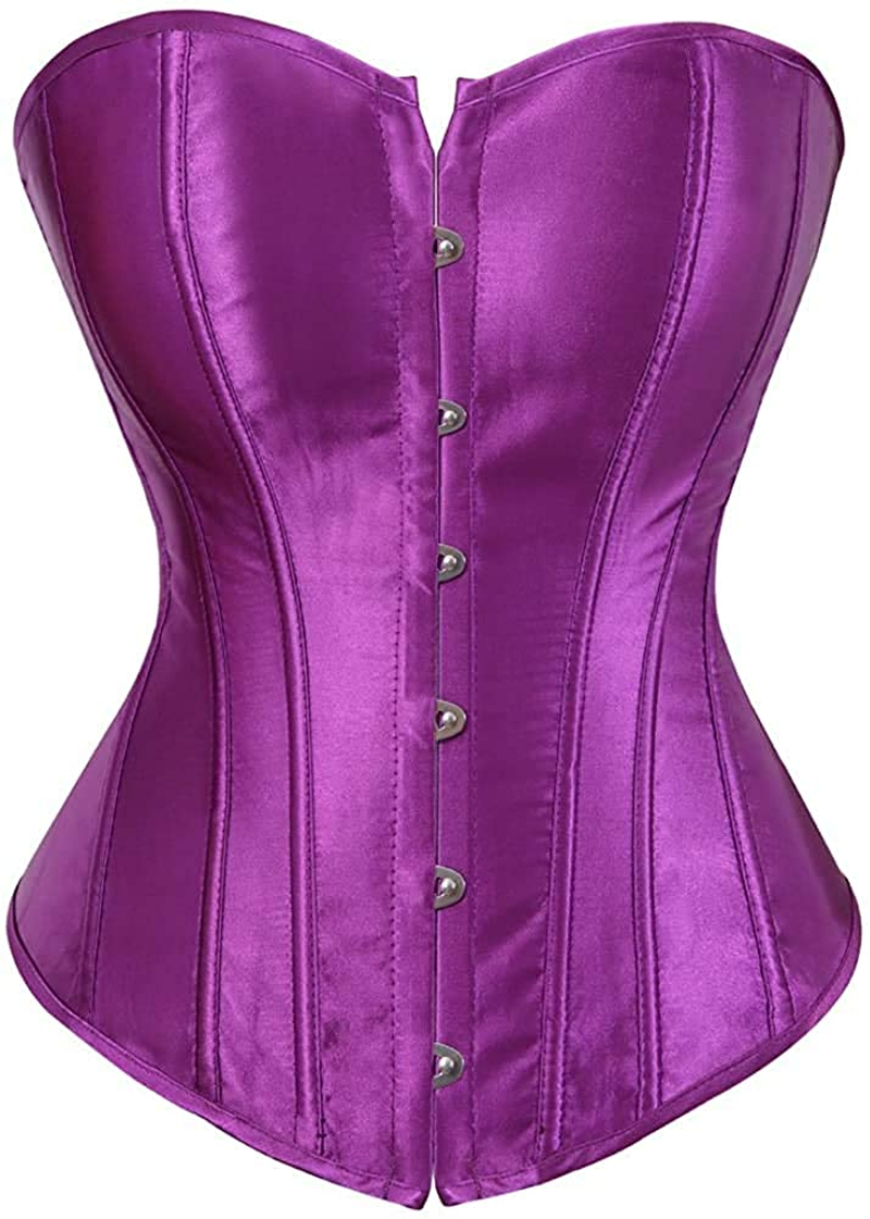 NIYIGEJI Satin Sexy Strong Boned Corset Lace up Overbust Waist Cincher Bustier Bodyshaper Top Apparel & Accessories > Clothing > Underwear & Socks > Lingerie NIYIGEJI   