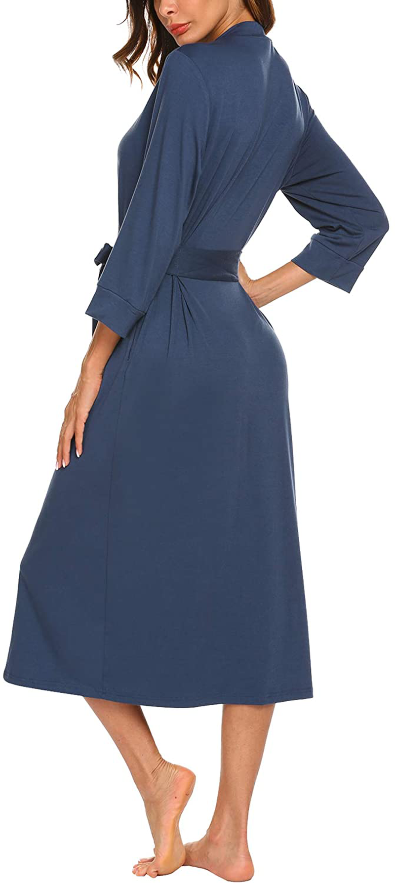 MAXMODA Women Kimono Robes Long Knit Bathrobe Soft Robe Casual Ladies Loungewear S-3XL Apparel & Accessories > Clothing > Sleepwear & Loungewear > Robes Kylie Max   