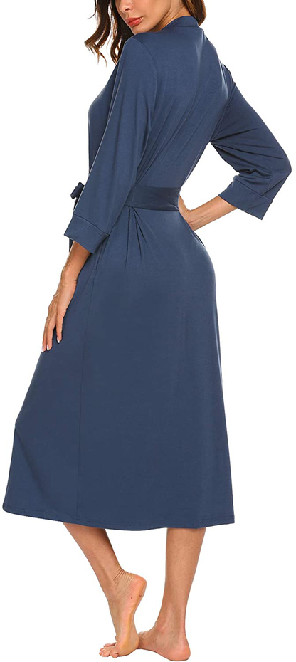 MAXMODA Women Kimono Robes Long Knit Bathrobe Soft Robe Casual Ladies Loungewear S-3XL Apparel & Accessories > Clothing > Sleepwear & Loungewear > Robes Kylie Max   