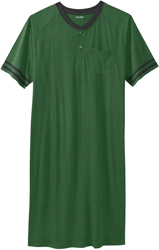 Kingsize Men'S Big & Tall Short-Sleeve Henley Nightshirt Pajamas Apparel & Accessories > Clothing > Sleepwear & Loungewear > Nightgowns Kylie Max   