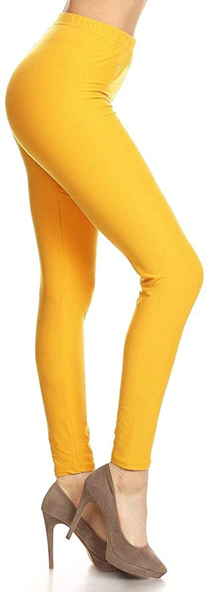 Leggings Depot Cotton Women'S Premium Quality Ultra Soft Solid Leggings Apparel & Accessories > Clothing > Underwear & Socks > Shapewear LEGGINGS DEPOT Dark Yellow One Size Plus 