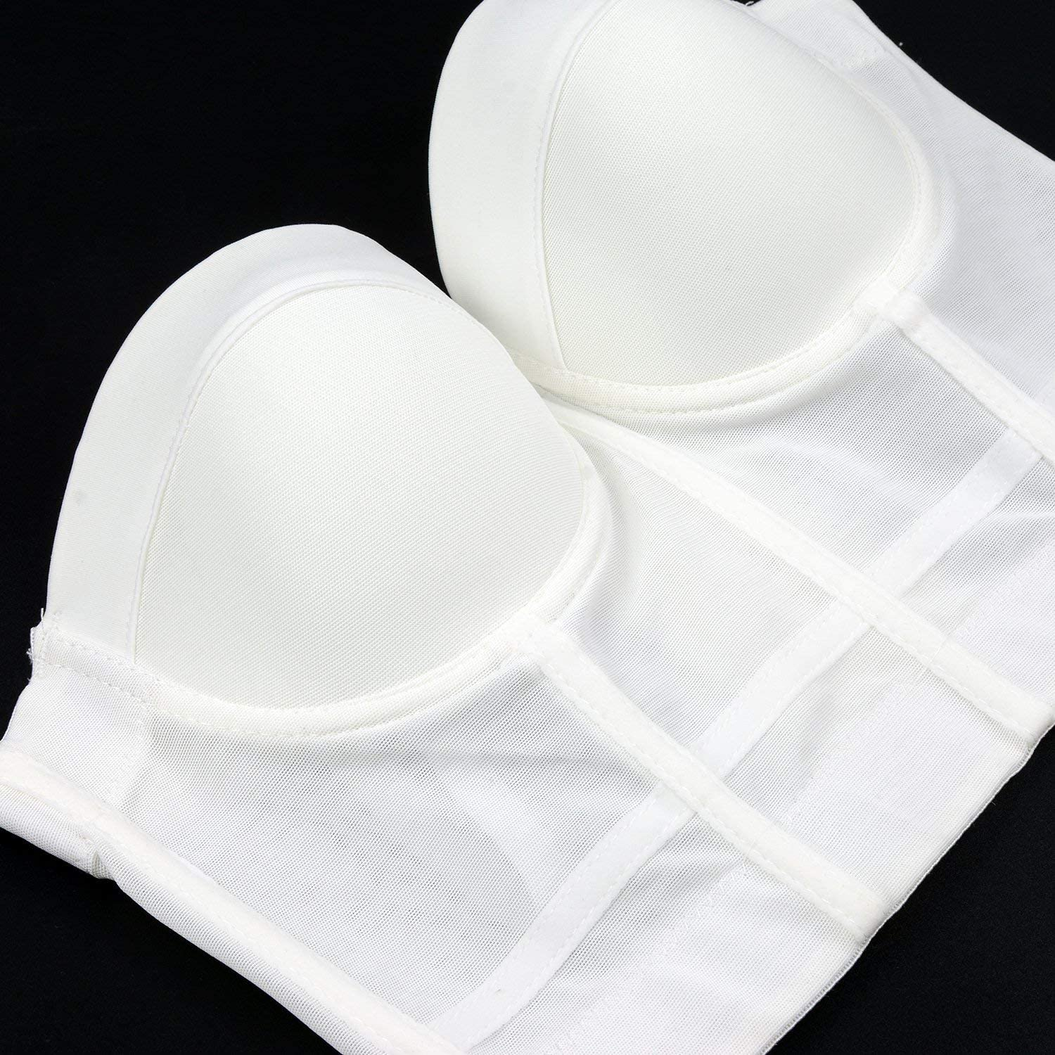 ELLACCI Women'S White Mesh Bustier Crop Top Push up Corset Top Bralet with Detachable Strap Apparel & Accessories > Clothing > Underwear & Socks > Lingerie ELLACCI   