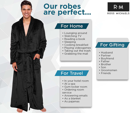 Ross Michaels Mens Robe Big & Tall - Long Plush Shawl Collar Fleece Bathrobe Apparel & Accessories > Clothing > Sleepwear & Loungewear > Robes Kylie Max   