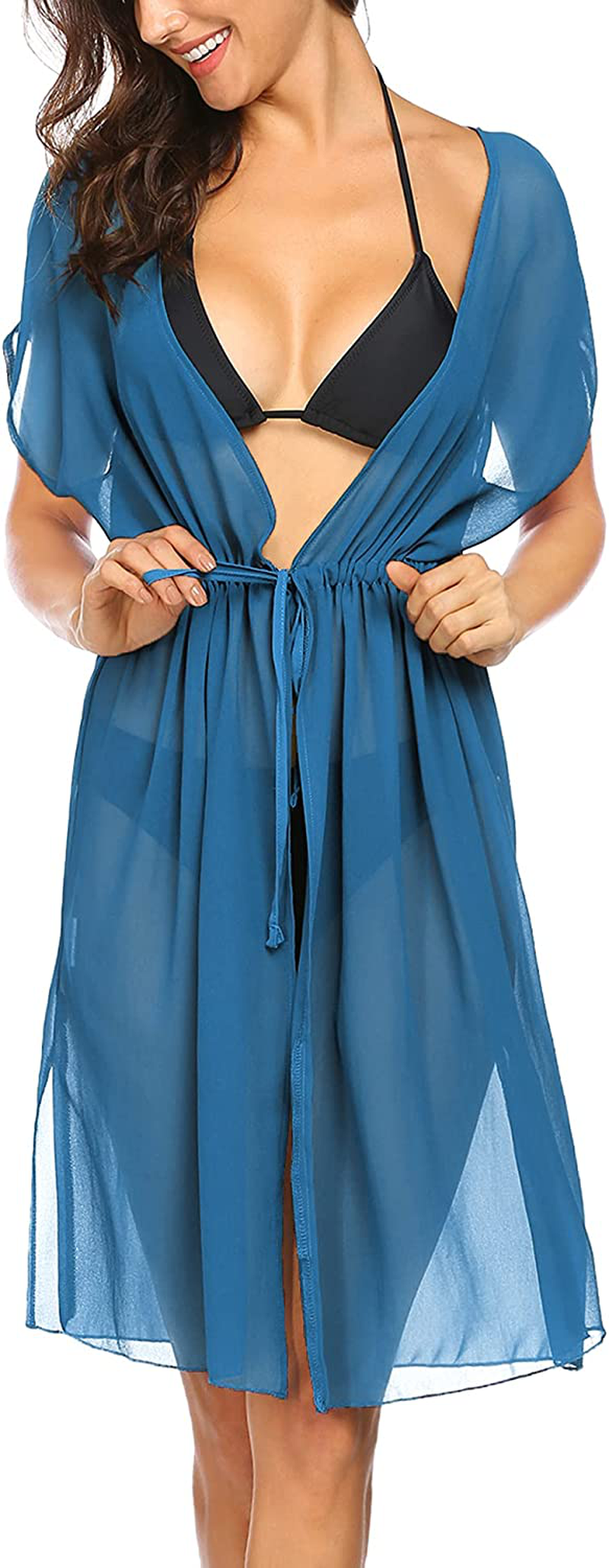Ekouaer Women'S Summer Bikini Cover up Sexy Sheer Swimsuits Coverup Mesh Chiffon Beach Dress Swimwear Apparel & Accessories > Clothing > Swimwear Kylie Max   