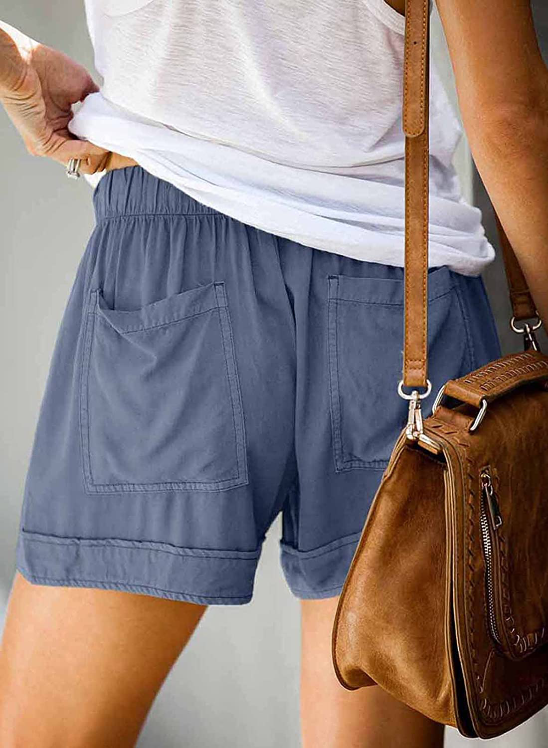 Wielsscca Womens Drawstring Shorts Summer Elastic Waist Casual Lightweight with Pockets Apparel & Accessories > Clothing > Shorts Kylie Max   