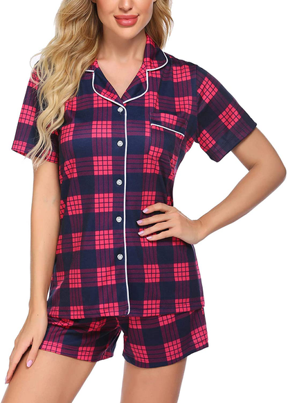 Ekouaer Pajamas Set Short Sleeve Sleepwear Womens Button Down Nightwear Soft Pj Lounge Sets XS-XXL Apparel & Accessories > Clothing > Sleepwear & Loungewear > Pajamas Ekouaer Pat-ydl3 Small 
