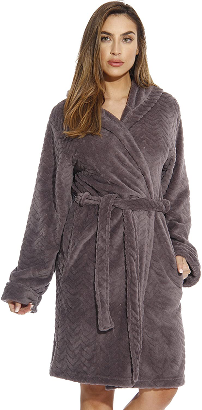 Just Love Kimono Robe Velour Chevron Texture Bath Robes for Women Apparel & Accessories > Clothing > Sleepwear & Loungewear > Robes Just Love Charcoal With Hood 3X 