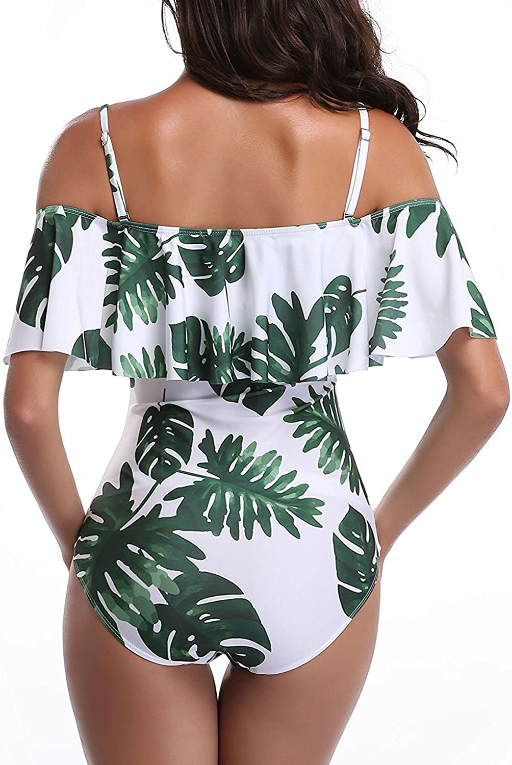 Women One Piece Bathing Suit Printed Shoulder Straps Ruched Swimwear Bikini S. Apparel & Accessories > Clothing > Swimwear Kylie Max   