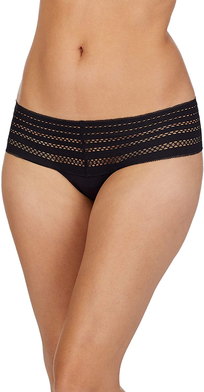 DKNY Women Classic Cotton Wide Lace Trim Thong Panty Apparel & Accessories > Clothing > Underwear & Socks > Underwear DKNY Black Small 