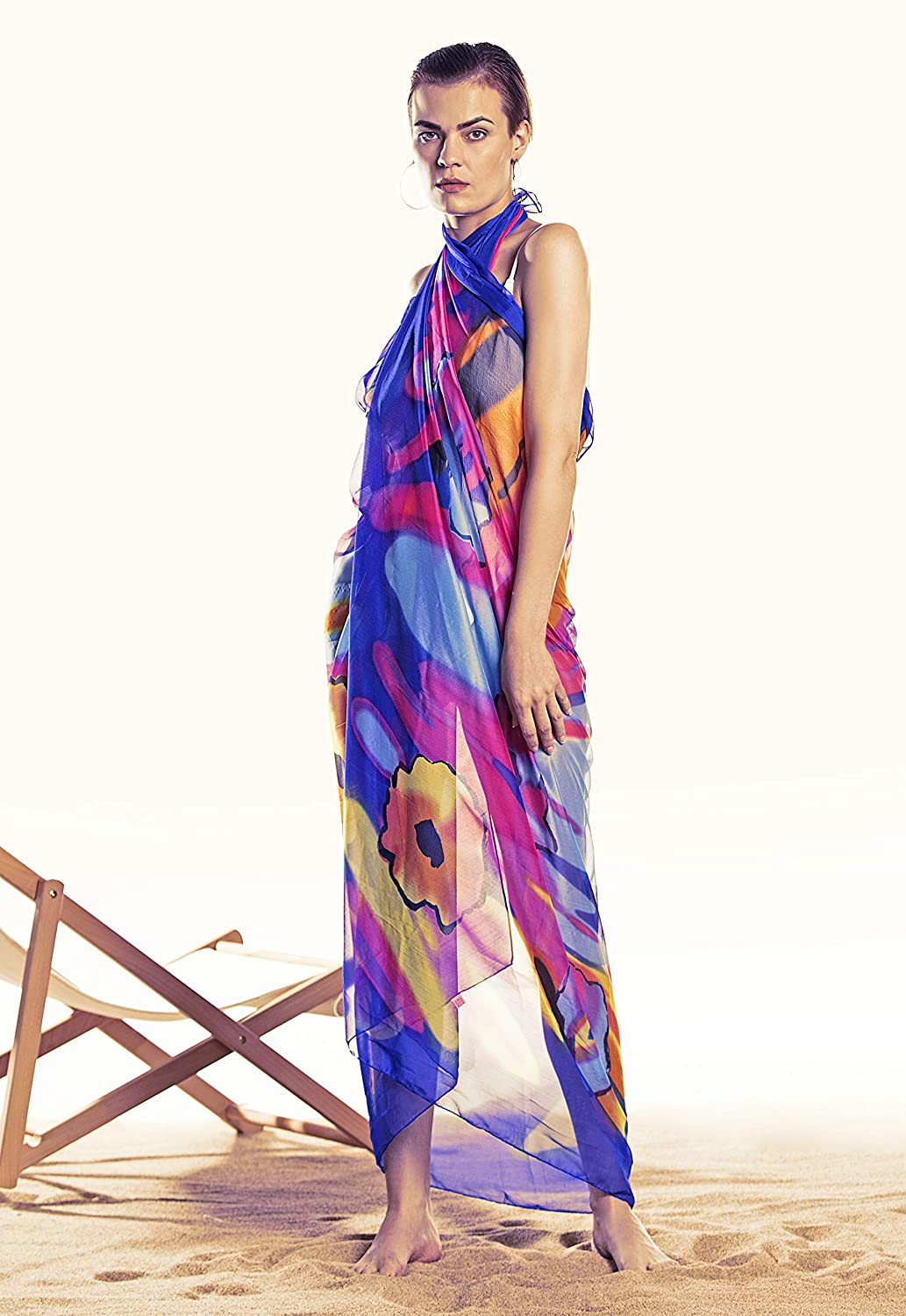 Missshorthair Womens Chiffon Beach Pareos Sarong Sheer Swimsuit Cover Ups Swimwear Bikini Wrap Apparel & Accessories > Clothing > Swimwear Kylie Max   
