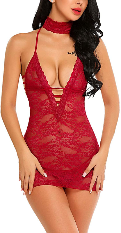 Avidlove Women Babydoll Lingerie Lace Chemise Halter Nightwear Teddy Dress Apparel & Accessories > Clothing > Underwear & Socks > Lingerie Kylie Max   