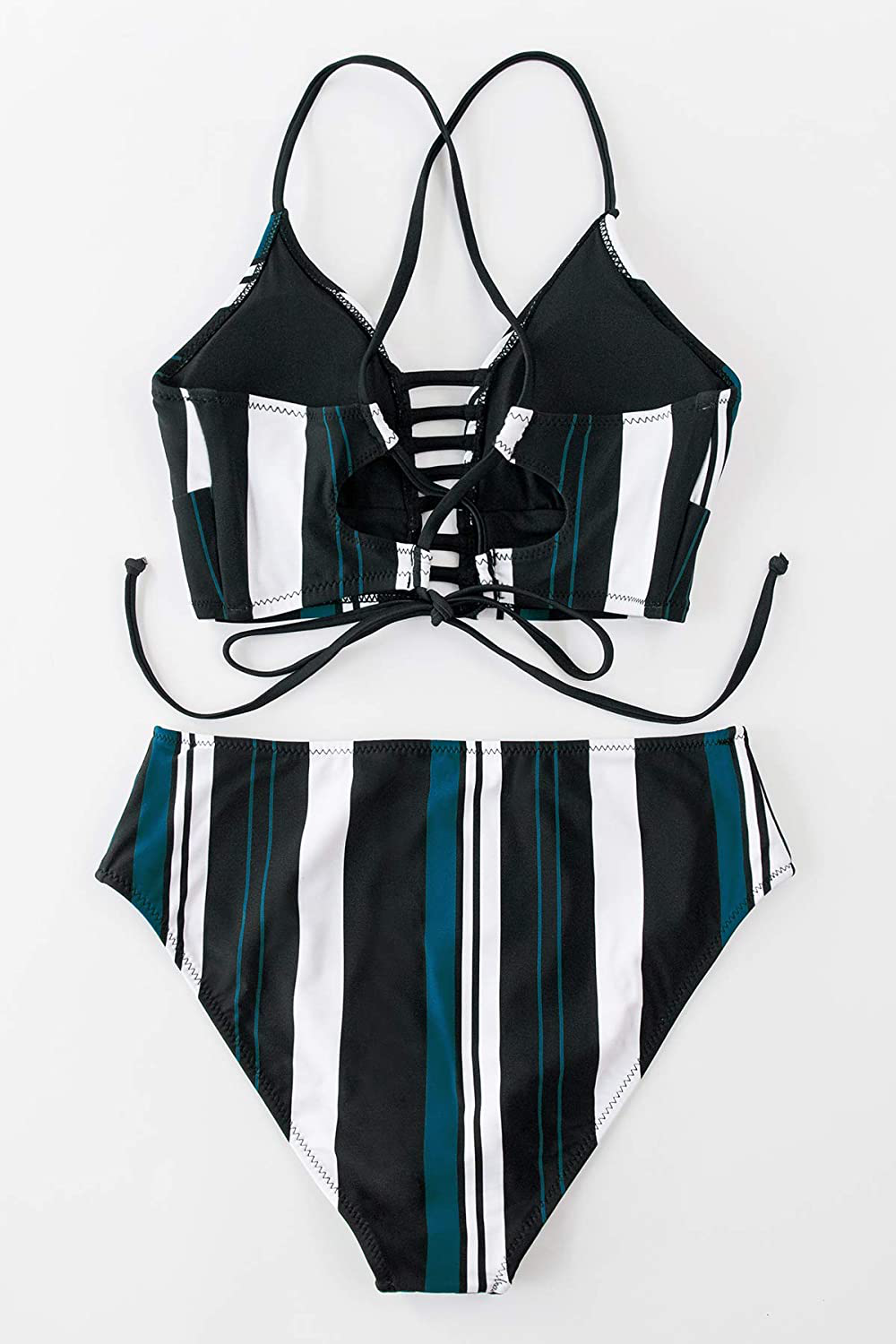 CUPSHE Women’s Bikini Swimsuit Floral Print Lace Up Multi Color Strappy Two Piece Bathing Suit Apparel & Accessories > Clothing > Swimwear KYLIE MAX   