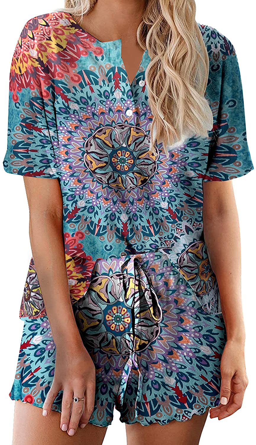 Ekouaer Tie Dye Pajamas Set Womens Loungewear Sleepwear 2 Piece PJ Sets Apparel & Accessories > Clothing > Sleepwear & Loungewear > Pajamas Ekouaer Appealing 8 Large 