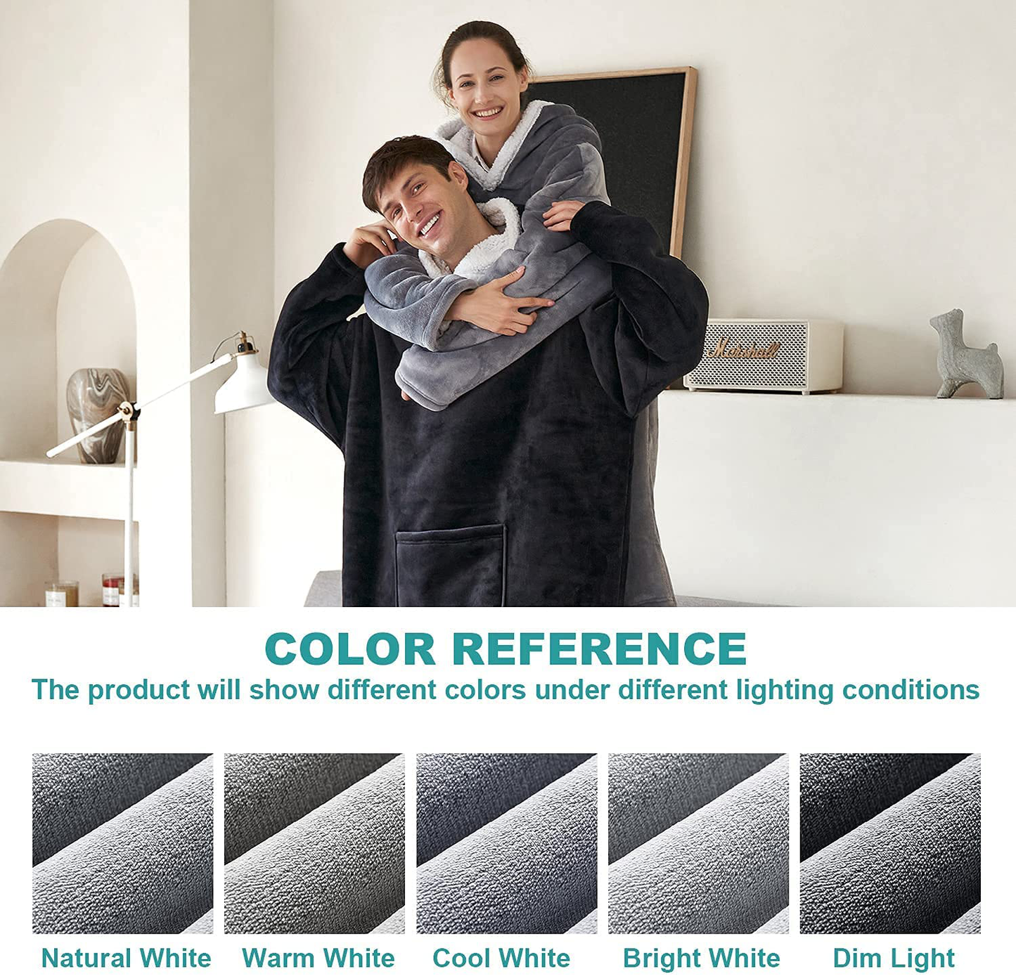 Hansleep Wearable Blanket Sherpa Oversized Sweatshirt with Hoodie, Soft Warm Flannel Fleece Throw Blankets Sweatshirt with Sleeves and Pocket, One Size Fits All (Grey, Medium) Arts & Entertainment > Party & Celebration > Gift Giving Hansleep   