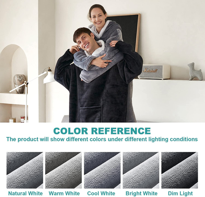 Hansleep Wearable Blanket Sherpa Oversized Sweatshirt with Hoodie, Soft Warm Flannel Fleece Throw Blankets Sweatshirt with Sleeves and Pocket, One Size Fits All (Grey, Medium) Arts & Entertainment > Party & Celebration > Gift Giving Hansleep   