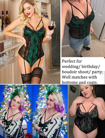 Avidlove Garter Lingerie for Women Sexy Lace Teddy Chemise One Piece Bodysuit Apparel & Accessories > Clothing > Underwear & Socks > Lingerie Avidlove   
