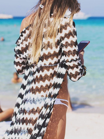 Wander Agio Womens Bikini Cover Ups Beach Casual Dress Coverup Swimsuits Long Cardigan Buttons Chiffon Apparel & Accessories > Clothing > Swimwear Kylie Max   
