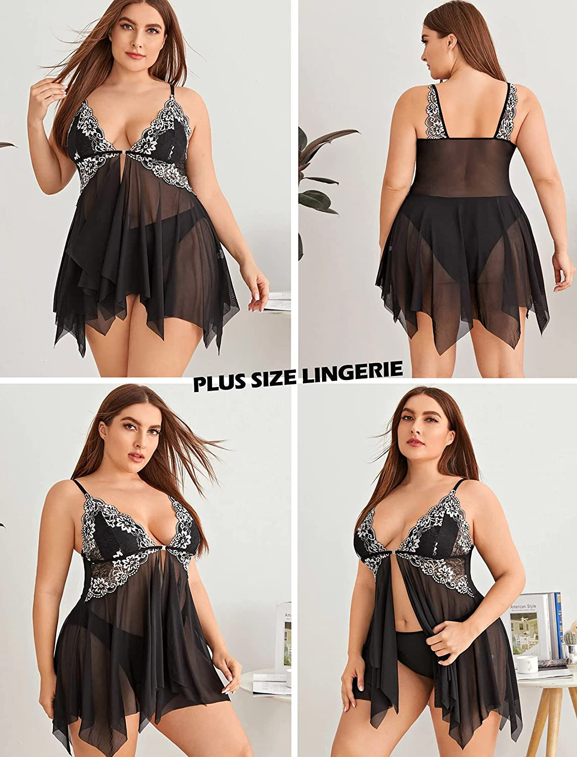 Avidlove Women Lace Lingerie Front Closure Babydoll V Neck Nightwear Sexy Chemise Nightie Apparel & Accessories > Clothing > Underwear & Socks > Lingerie Kylie Max   