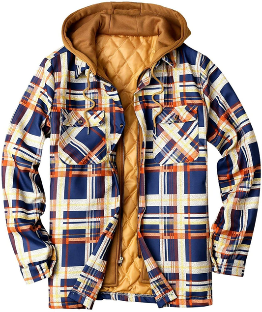 Merthy Mens Big and Tall Berber Lined Flannel Shirts Jacket Casual Long Sleeve Button down Hooded Plaid Parka Coat S-5XL Apparel & Accessories > Clothing > Underwear & Socks > Shapewear Merthy   