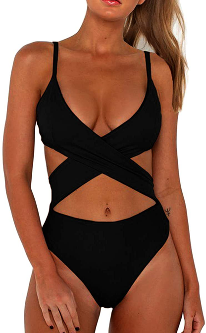 CHYRII Women'S Sexy Criss Cross High Waisted Cut Out One Piece Monokini Swimsuit  Kylie Max   