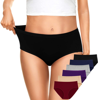 OLIKEME Womens Underwear Mid Waist Full Coverage Breathable Cotton Ladies Briefs Hipster Panties for Women Apparel & Accessories > Clothing > Underwear & Socks > Underwear OLIKEME Multicolored-a-6 Pack Large 