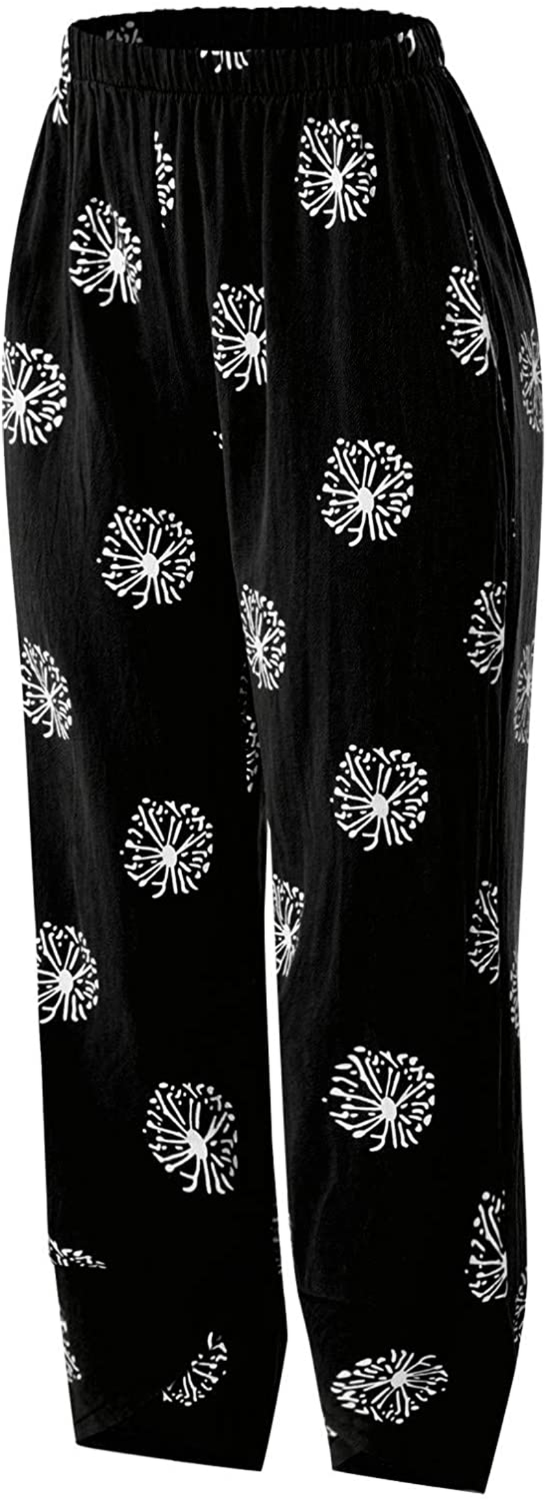 Burband Womens Thai Pants Bohemian Yoga High Waist Harem Pants Flowy Floral Print Wide Leg Palazzo Lounge Trousers Apparel & Accessories > Clothing > Underwear & Socks > Shapewear Burband   