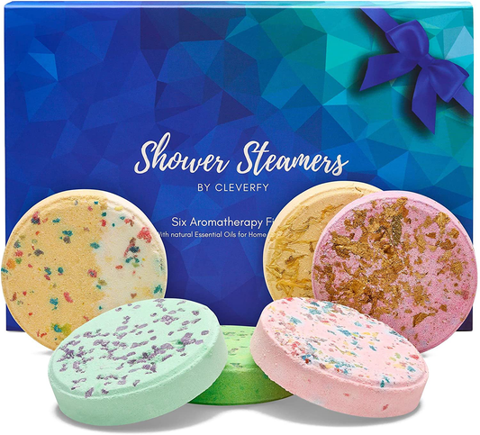 Cleverfy Shower Steamers Aromatherapy - Variety Pack of 6 Shower Bombs. Blue Set: Watermelon, Grapefruit, Menthol & Eucalyptus, Peony & Pear, Cocoa & Orange, Lemongrass & Coconut Arts & Entertainment > Party & Celebration > Gift Giving Cleverfy   