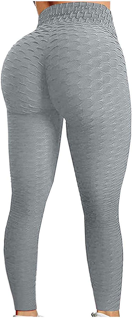 Burband Womens Anit Cellulite Texutred Booty Shaping Leggings Seamless Scrunch Butt Lifting Tummy Control Yoga Biker Pants Apparel & Accessories > Clothing > Underwear & Socks > Shapewear Burband Gray Large 