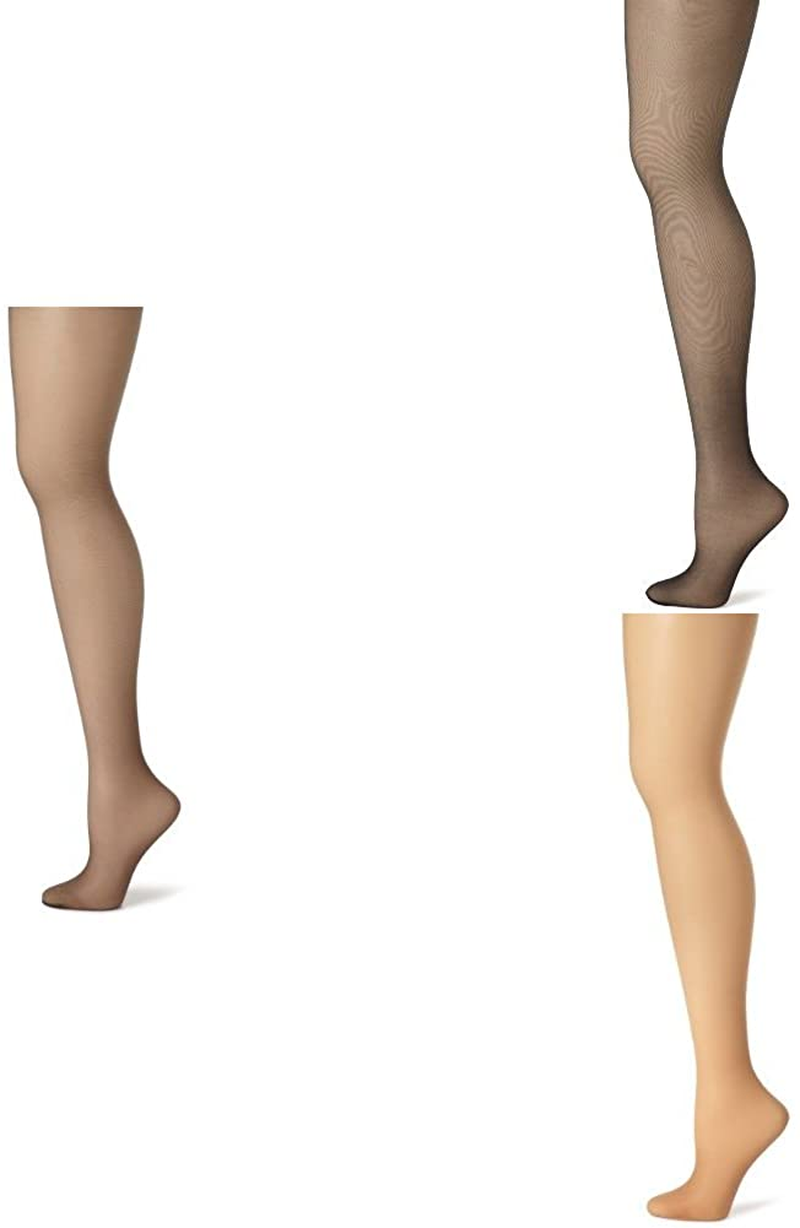 Hanes Women'S Control Top Sheer Toe Silk Reflections Panty Hose Apparel & Accessories > Clothing > Underwear & Socks > Shapewear Hanes Barely Black/Jet/Little Color 3 E-F