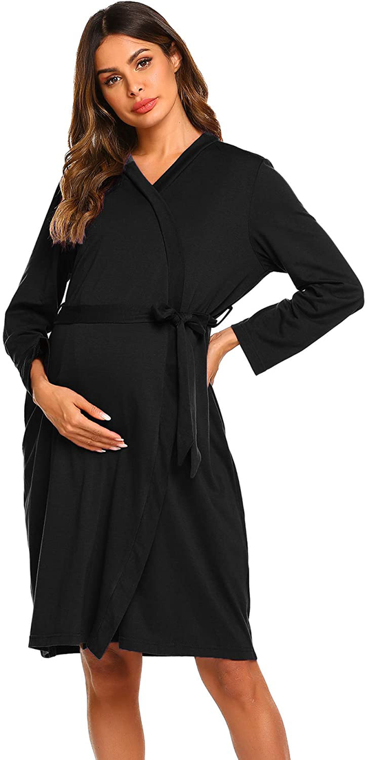 Ekouaer Maternity Robe 3 in 1 Labor Delivery Nursing Gown Hospital Breastfeeding Dress Bathrobes Apparel & Accessories > Clothing > Sleepwear & Loungewear > Robes Kylie Max   