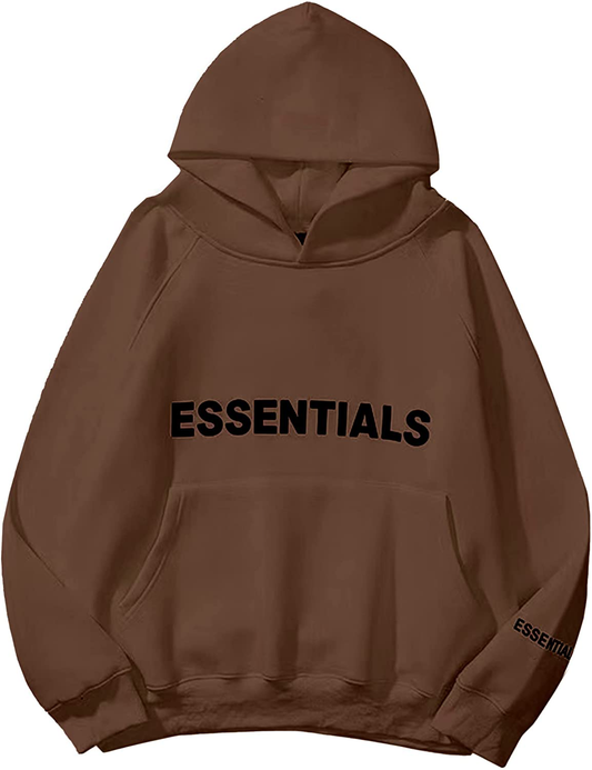 Lauweion Women ESSENTIALS Fleece Letter Loose Hoodie Sweatshirt Long Sleeve Kangaroo Pocket Drop Shoulder Pullovers Top Apparel & Accessories > Clothing > Activewear Kylie Max   