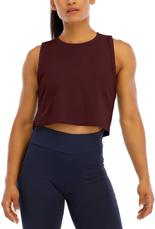 HIOINIEIY Womens Crop Tops Workout Tops Loose Sleeveless Cropped Muscle Open Side Shirts Gym Exercise Yoga Shirts Apparel & Accessories > Clothing > Activewear Kylie Max   