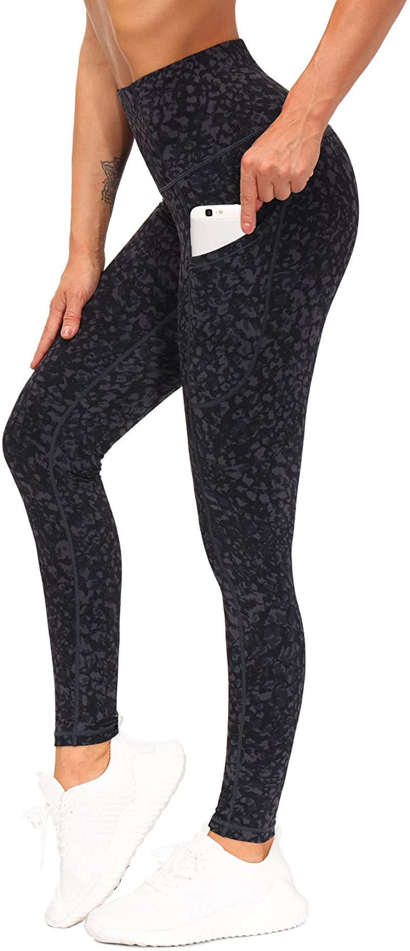 THE GYM PEOPLE Thick High Waist Yoga Pants with Pockets, Tummy Control Workout Running Yoga Leggings for Women Apparel & Accessories > Clothing > Activewear THE GYM PEOPLE Graffiti Medium 