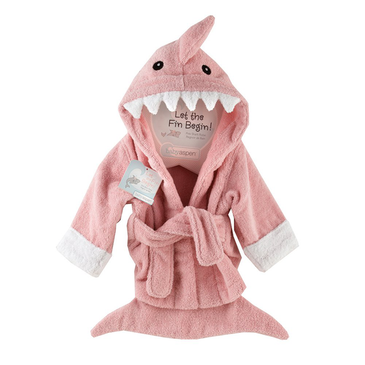 Baby Aspen "Let the Fin Begin" Shark Robe, Pink, 0-9 Months Apparel & Accessories > Clothing > Sleepwear & Loungewear > Robes Kylie Max   