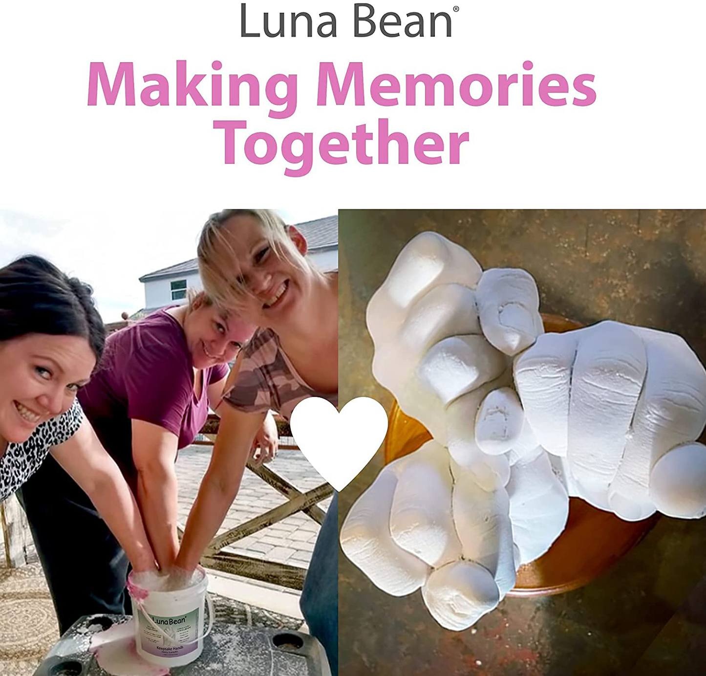 Luna Bean Keepsake Hands Casting Kit | DIY Plaster Statue Molding Kit | Hand Holding Craft for Couples, Adult & Child, Wedding, Friends, Anniversary Arts & Entertainment > Party & Celebration > Gift Giving Luna Bean   