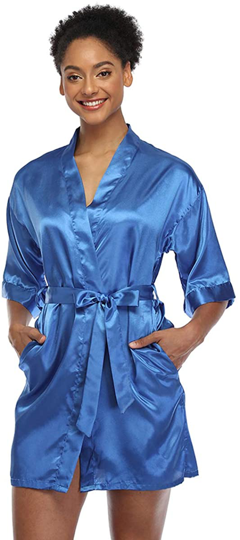 Short Silky Robe for Women Bridal Lightweight Sleepwear Satin Kimono Bathrobe Apparel & Accessories > Clothing > Sleepwear & Loungewear > Robes Ferrendo   