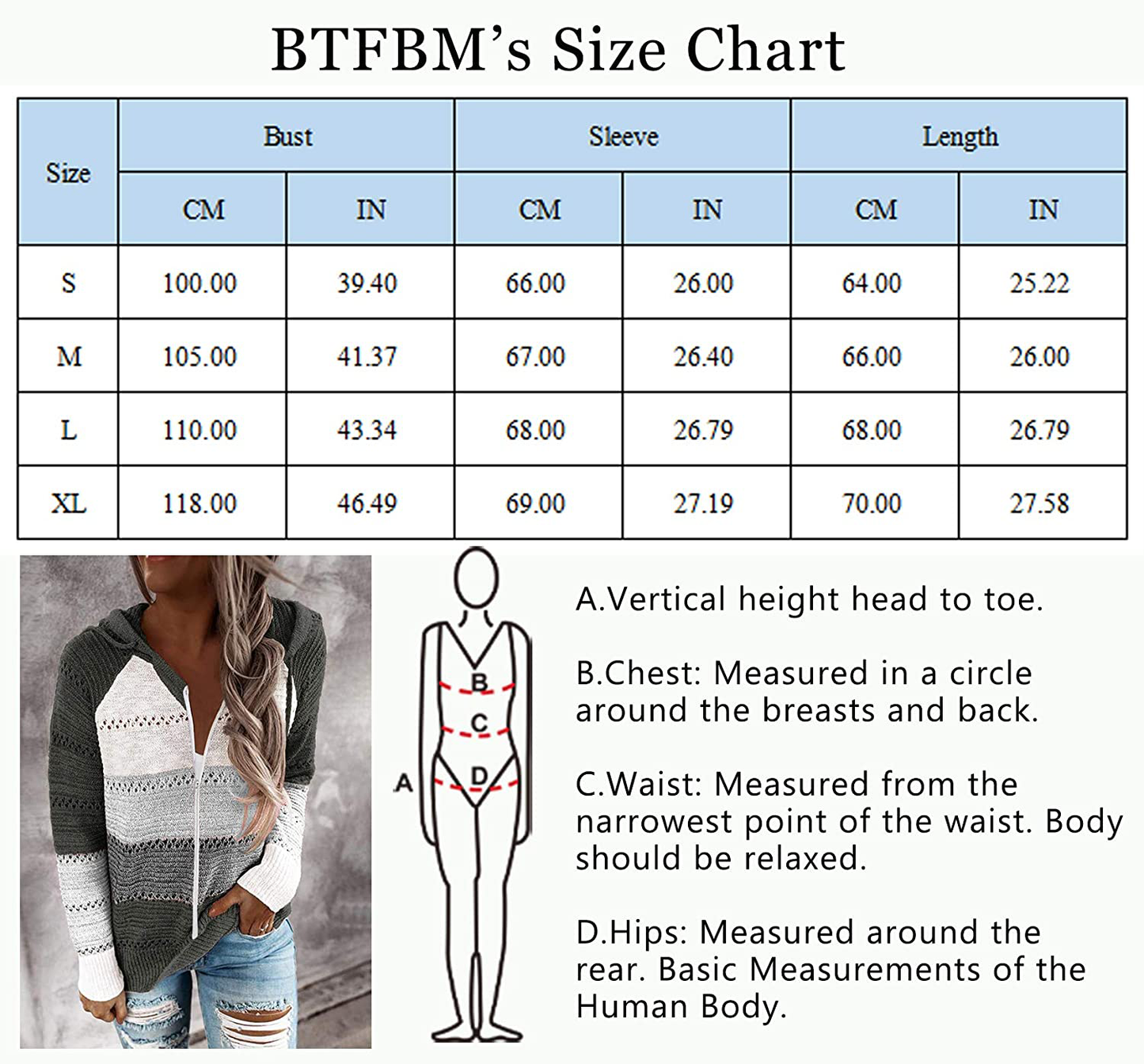 BTFBM Women Zip up Striped Hoodies Jackets Color Block Print Long Sleeve Drawstring Stretchy Casual Pullover Sweatshirts Apparel & Accessories > Clothing > Activewear Kylie Max   
